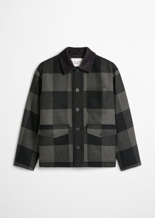 Lightly Padded Wool Jacket, Regular Fit — Dark Green