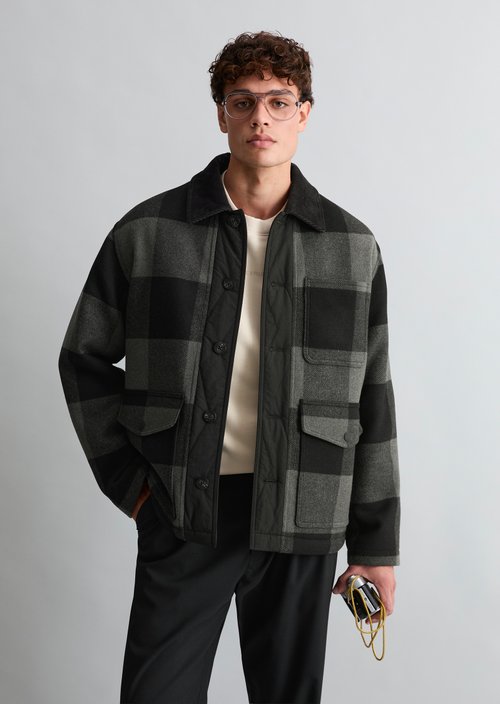 Lightly Padded Wool Jacket, Regular Fit — Dark Green