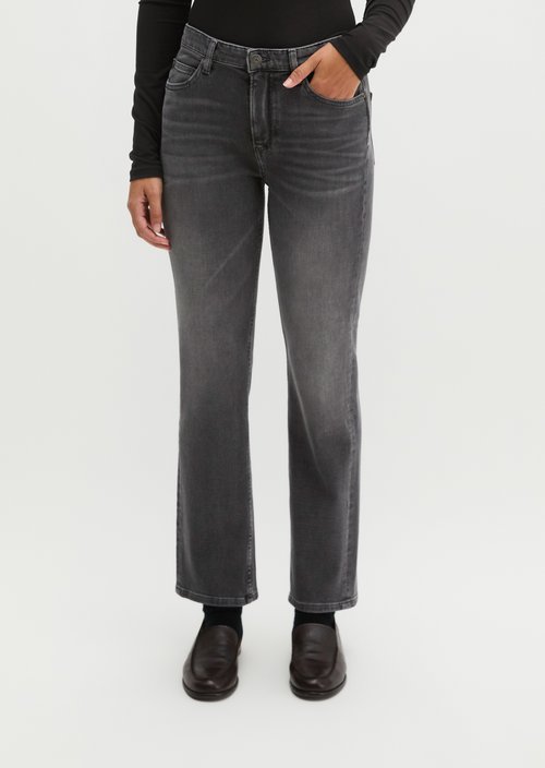 Linde Straight Cropped Jeans — Medium Grey
