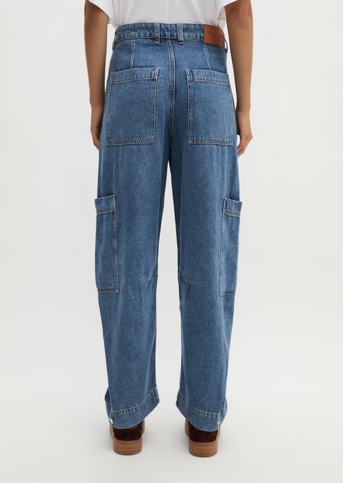 Jeans model Lara cargo barrel — Medium Blue