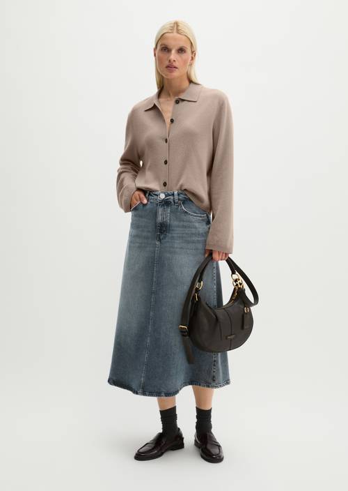 Flared denim skirt Medium Grey in front view