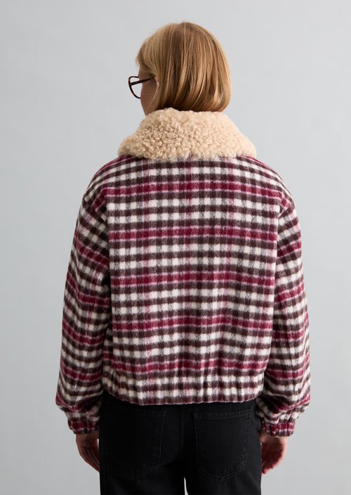 Regular-Fit Checkered Wool Blouson — Offwhite