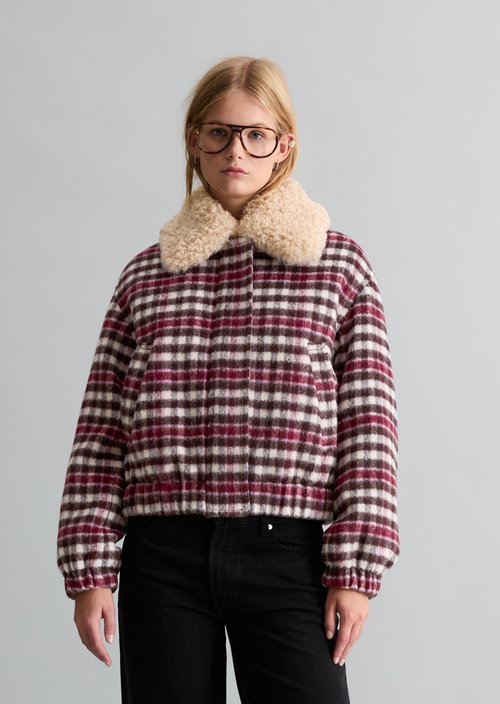 Regular-Fit Checkered Wool Blouson — Offwhite