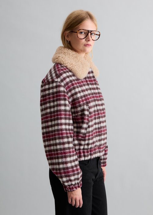 Regular-Fit Checkered Wool Blouson — Offwhite