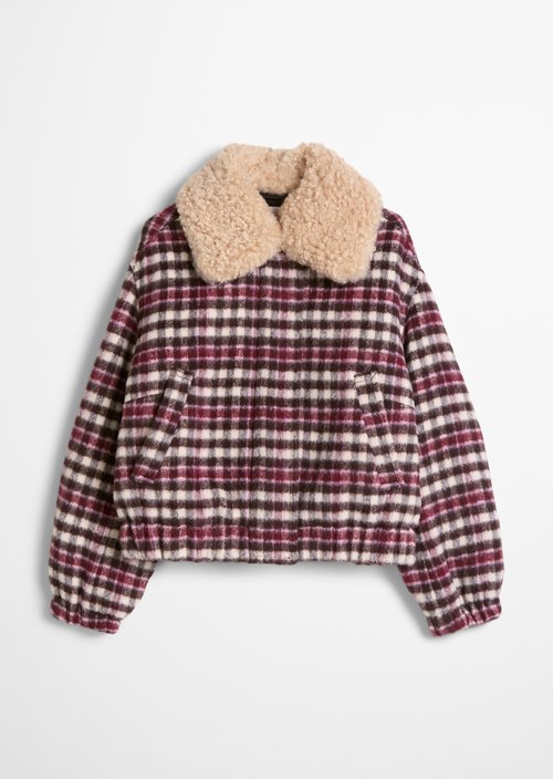 Regular-Fit Checkered Wool Blouson — Offwhite