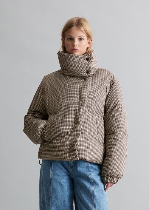 Patterned Puffer Jacket, Regular Fit — Light Brown