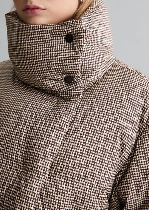 Patterned Puffer Jacket, Regular Fit — Light Brown