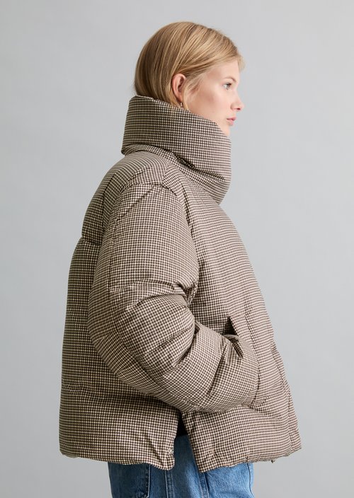 Patterned Puffer Jacket, Regular Fit — Light Brown