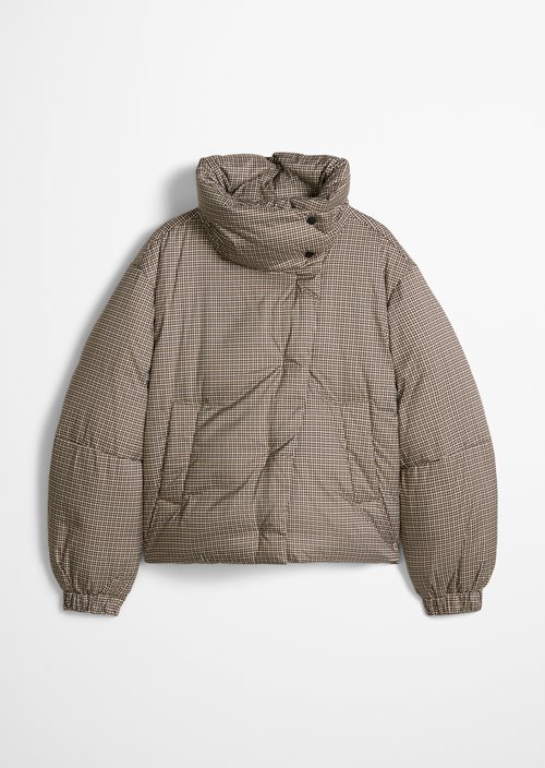 Patterned Puffer Jacket, Regular Fit — Light Brown