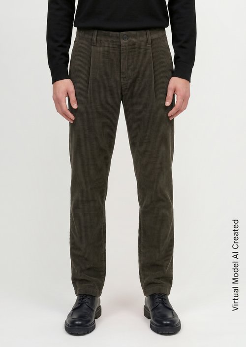 Osby Pleated Tapered Corduroy Pants — Wooden Earth