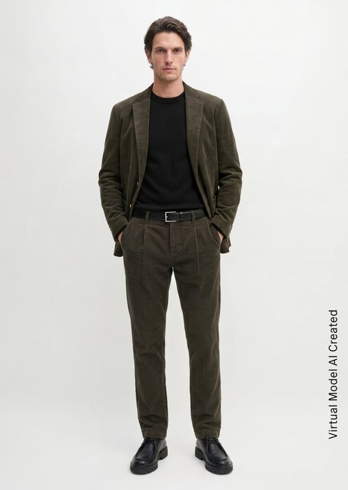 Osby Pleated Tapered Corduroy Pants — Wooden Earth