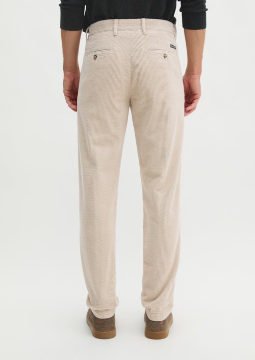 Osby Pleated Tapered Corduroy Pants — Linen Beige