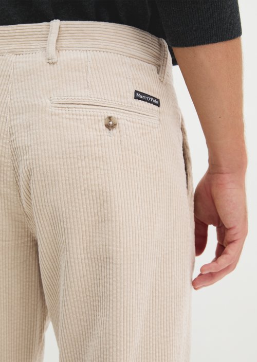 Osby Pleated Tapered Corduroy Pants — Linen Beige