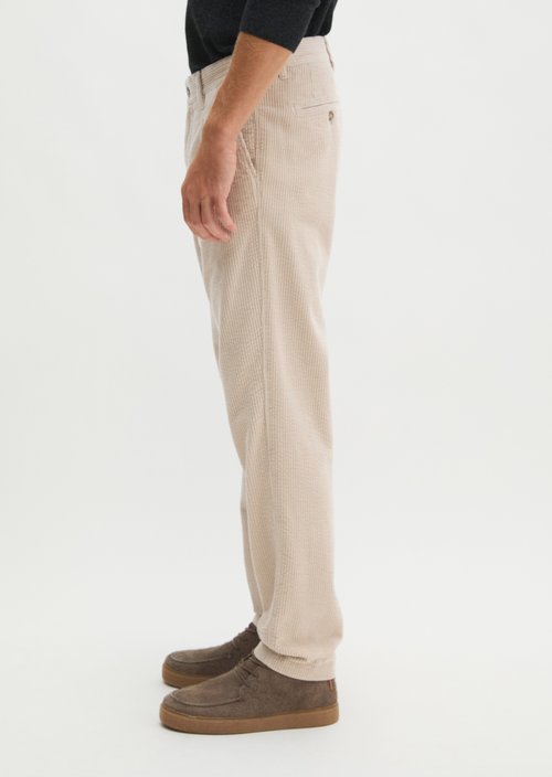 Osby Pleated Tapered Corduroy Pants — Linen Beige