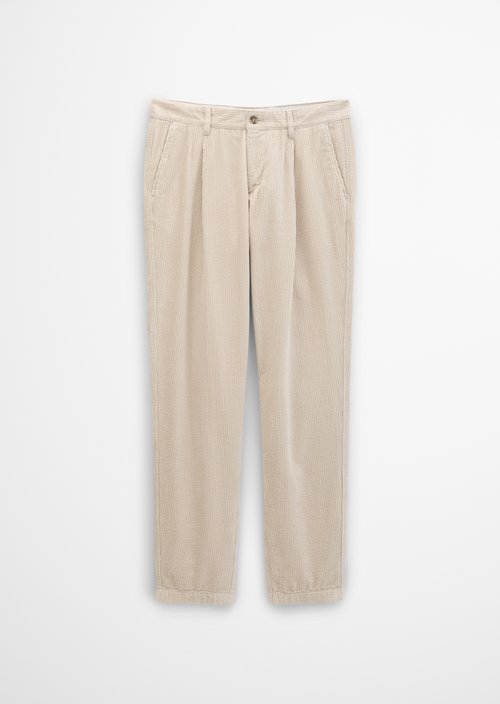 Osby Pleated Tapered Corduroy Pants — Linen Beige