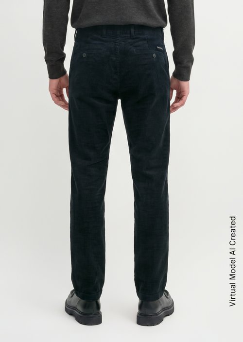 Osby Pleated Tapered Corduroy Pants — Dark Navy
