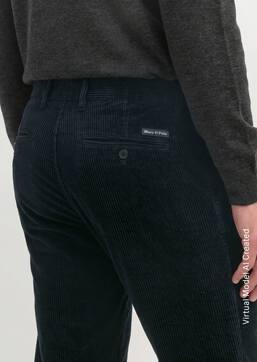 Osby Pleated Tapered Corduroy Pants — Dark Navy
