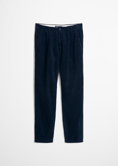 Osby Pleated Tapered Corduroy Pants — Dark Navy