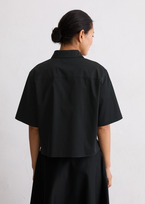 Satin blouse boxy — Deep Night Blue