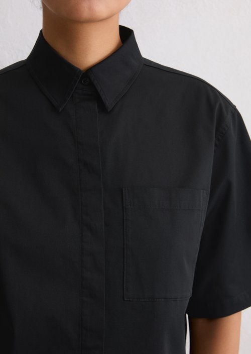Satin blouse boxy — Deep Night Blue