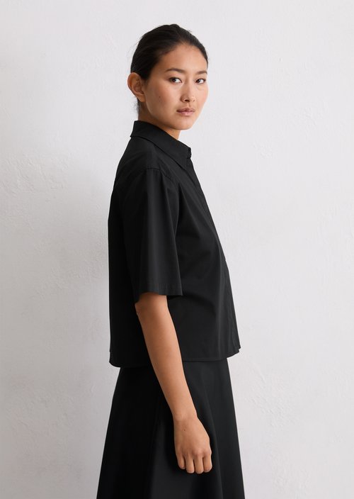 Satin blouse boxy — Deep Night Blue