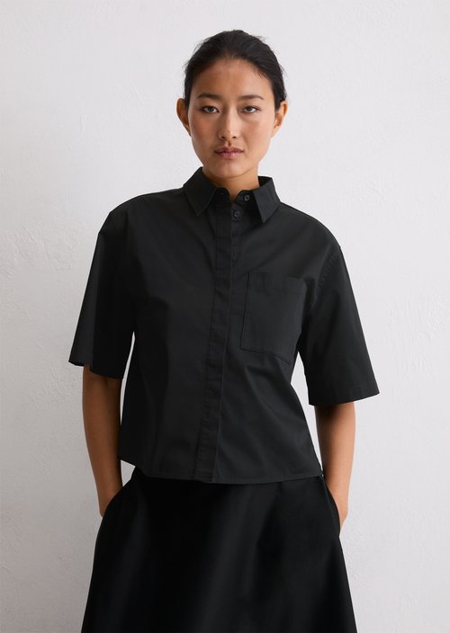 Satin blouse boxy — Deep Night Blue