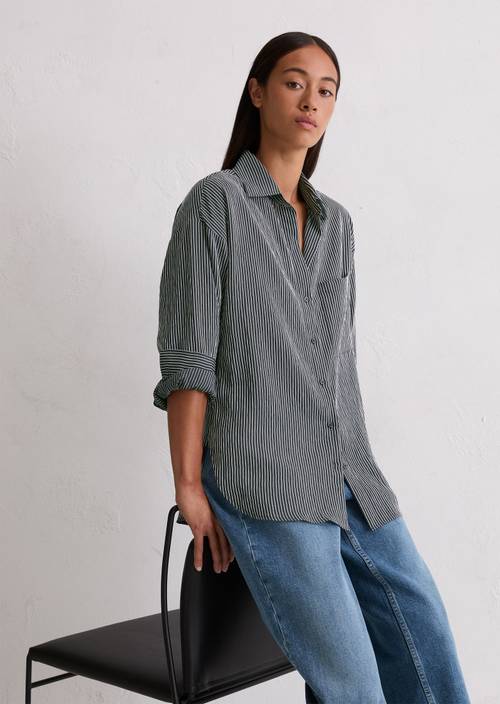 Relaxte gestreepte blouse White in vooraanzicht