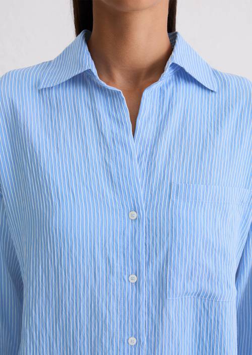 Relaxte gestreepte blouse White in detailaanzicht