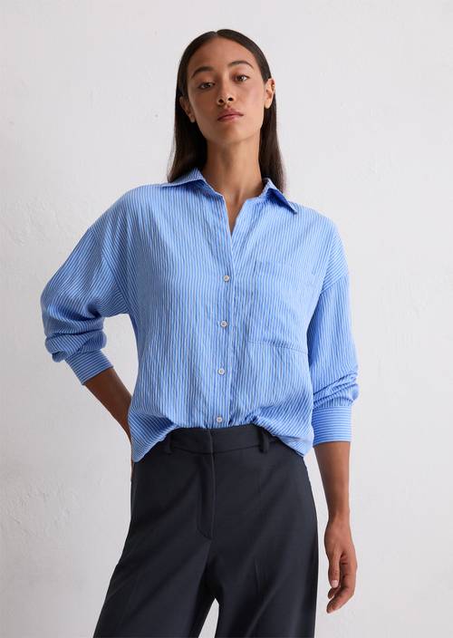 Relaxte gestreepte blouse White in vooraanzicht