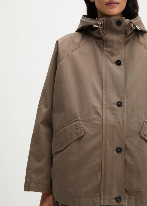 Cape jacket with hood relaxed garment-dyed — Stone Taupe