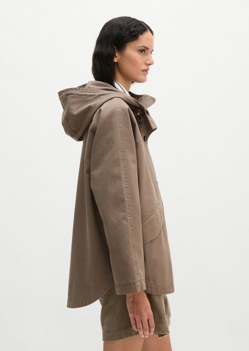 Cape jacket with hood relaxed garment-dyed — Stone Taupe