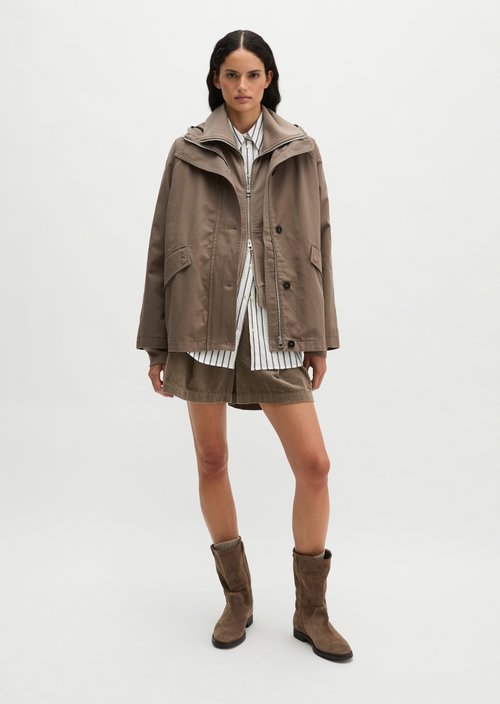 Cape jacket with hood relaxed garment-dyed — Stone Taupe