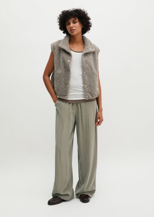 Regular Teddy Vest — Stone Taupe Melange
