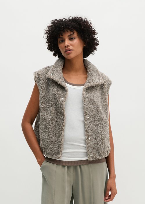 Regular Teddy Vest — Stone Taupe Melange