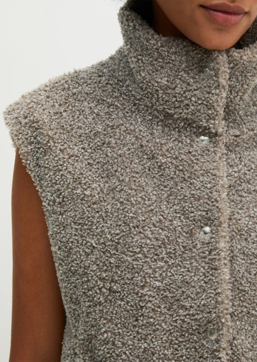 Regular Teddy Vest — Stone Taupe Melange