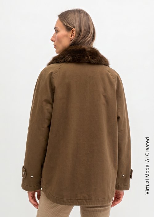 Relaxed-Fit Twill Outdoor Jacket — Dark Walnut