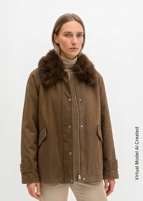 Relaxed-Fit Twill Outdoor Jacket — Dark Walnut