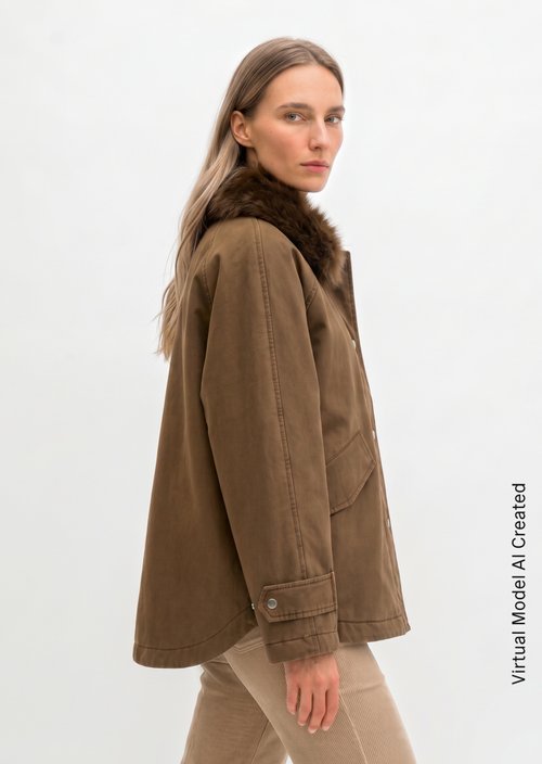 Relaxed-Fit Twill Outdoor Jacket — Dark Walnut
