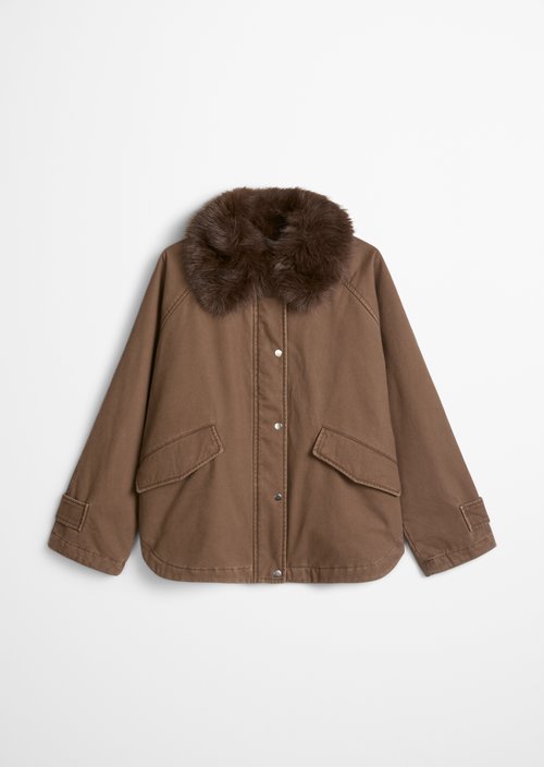 Relaxed-Fit Twill Outdoor Jacket — Dark Walnut