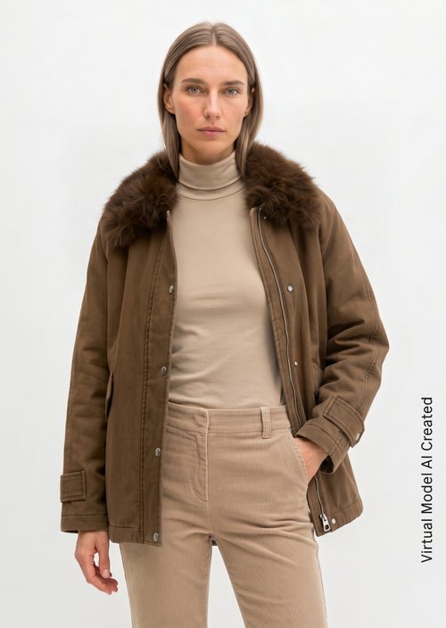 Relaxed-Fit Twill Outdoor Jacket — Dark Walnut