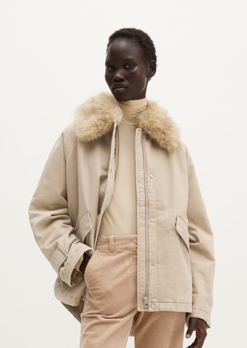 Relaxed-Fit Twill Outdoor Jacket — Earthy Taupe