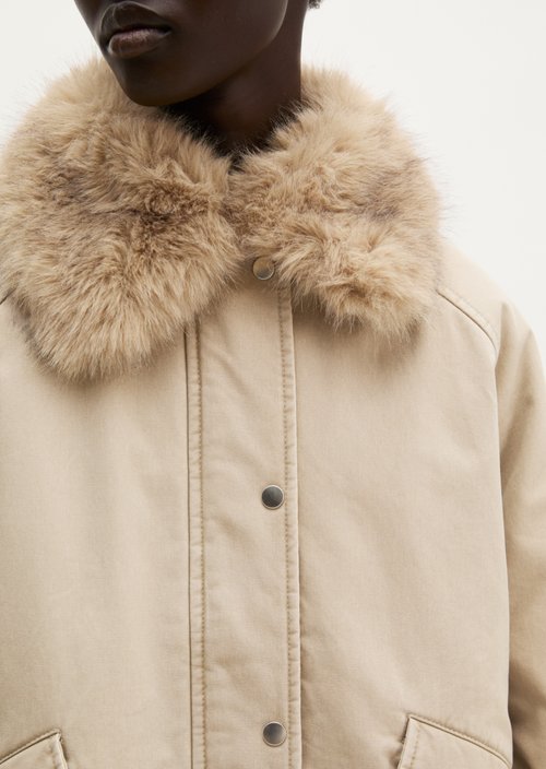 Relaxed-Fit Twill Outdoor Jacket — Earthy Taupe