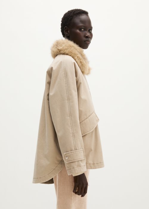 Relaxed-Fit Twill Outdoor Jacket — Earthy Taupe