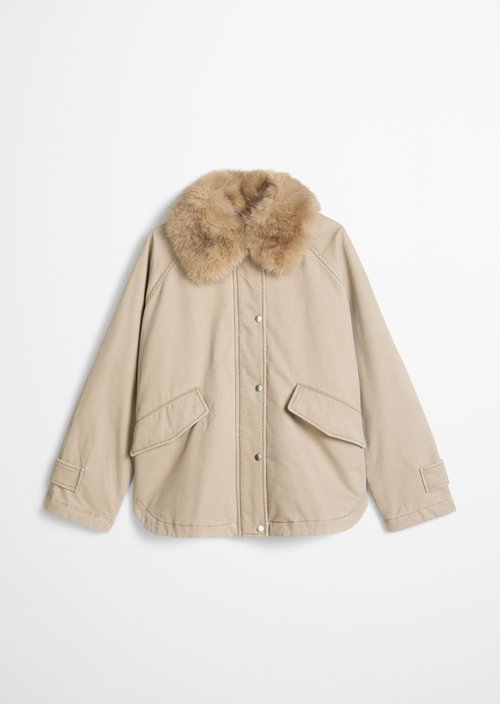 Relaxed-Fit Twill Outdoor Jacket — Earthy Taupe