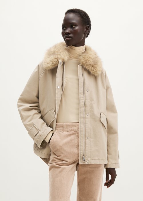 Relaxed-Fit Twill Outdoor Jacket — Earthy Taupe
