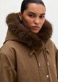 Relaxed Twill Outdoor Parka with a removable faux fur collar