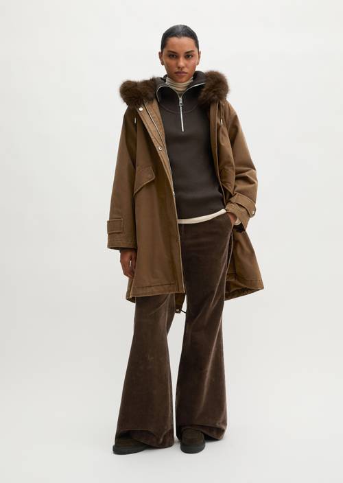 Relaxed Twill Outdoor Parka Dark Walnut in front view