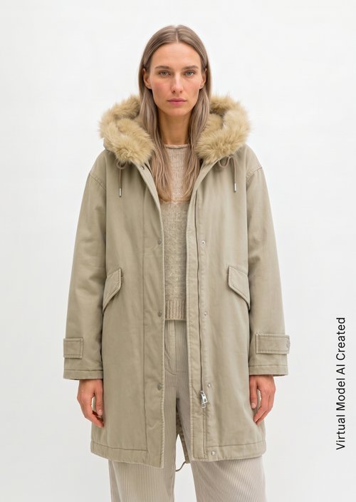 Relaxed-Fit Twill Outdoor Jacket — Earthy Taupe