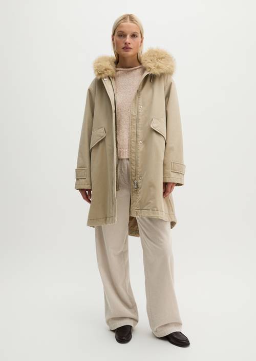 Relaxed Twill Outdoor Parka Earthy Taupe in front view