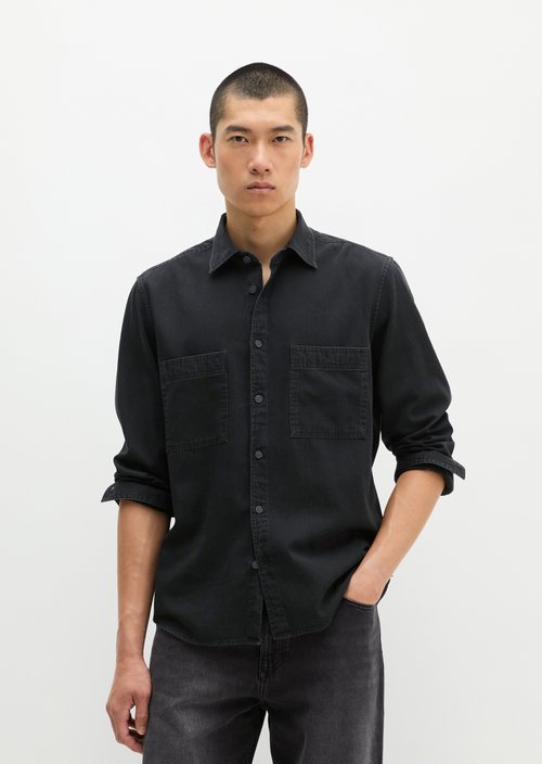 Regular-fit denim shirt — Black